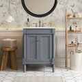24 Bathroom Vanity With Top Sink 2 Tier Storage Cabinet Spacious Shelves For Single Sink Setup