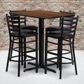 24W X 42L Rectangular Laminate Table Set With 4 Ladder Back Metal Barstools