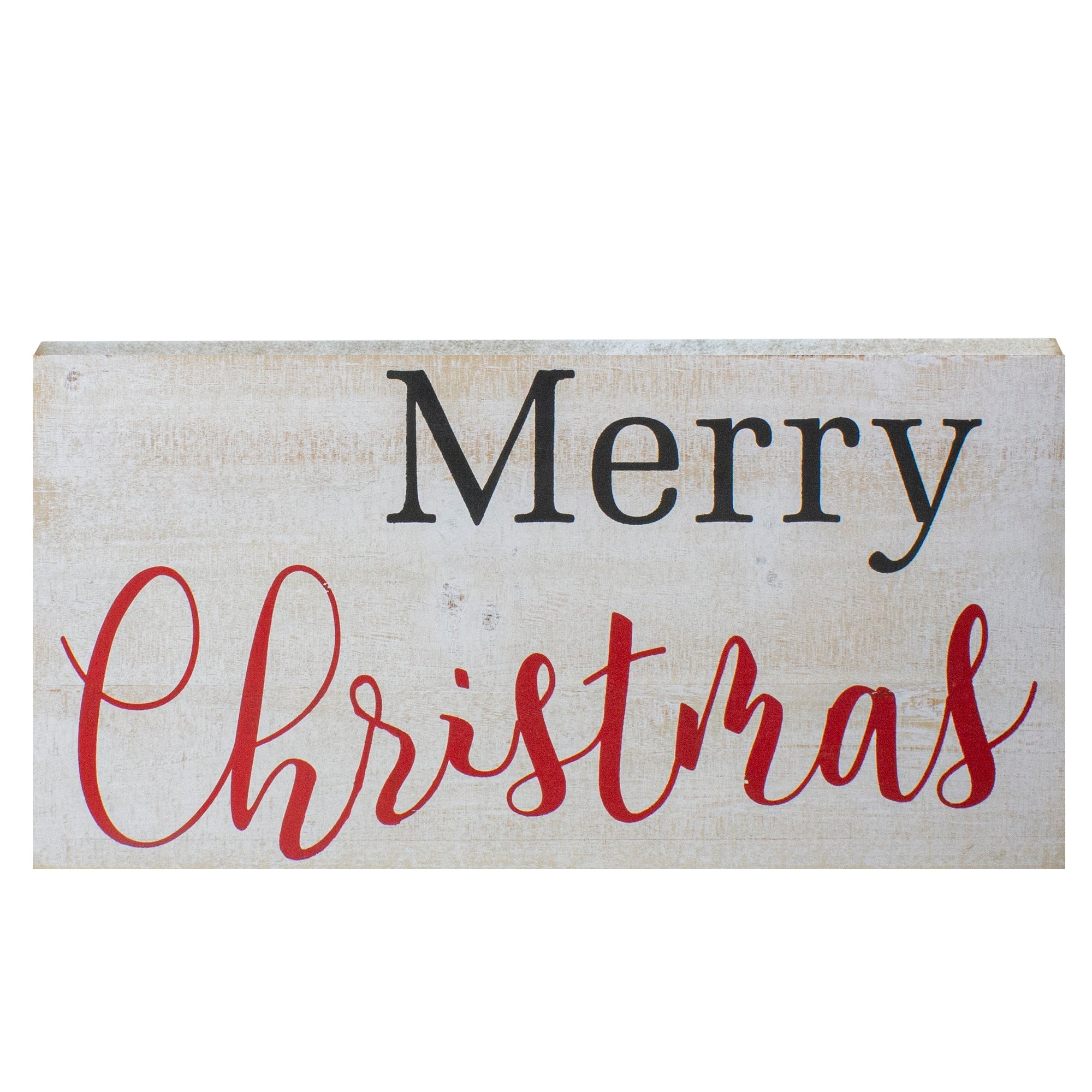 24 Distressed White Merry Christmas Wooden Hanging Wall Sign