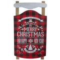 24 Red Black Buffalo Plaid Merry Christmas Sled Wooden Wall Sign