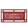 24 Red And White Merry Christmas Rectangular Carved Wooden Wall Sign