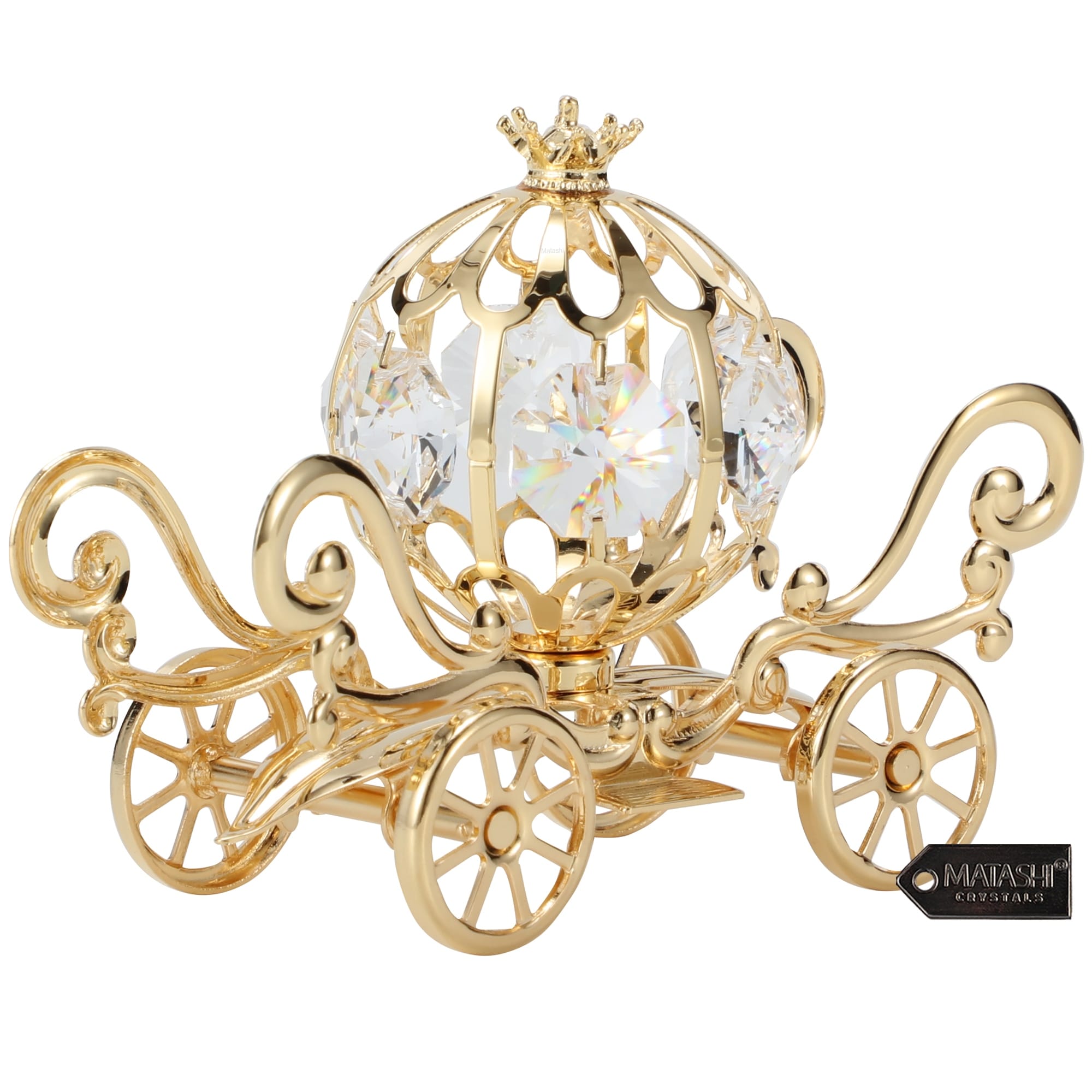 24K Goldplated Matashi Cinderella Pumpkin Coach Made With Genuine Matashi Crystals