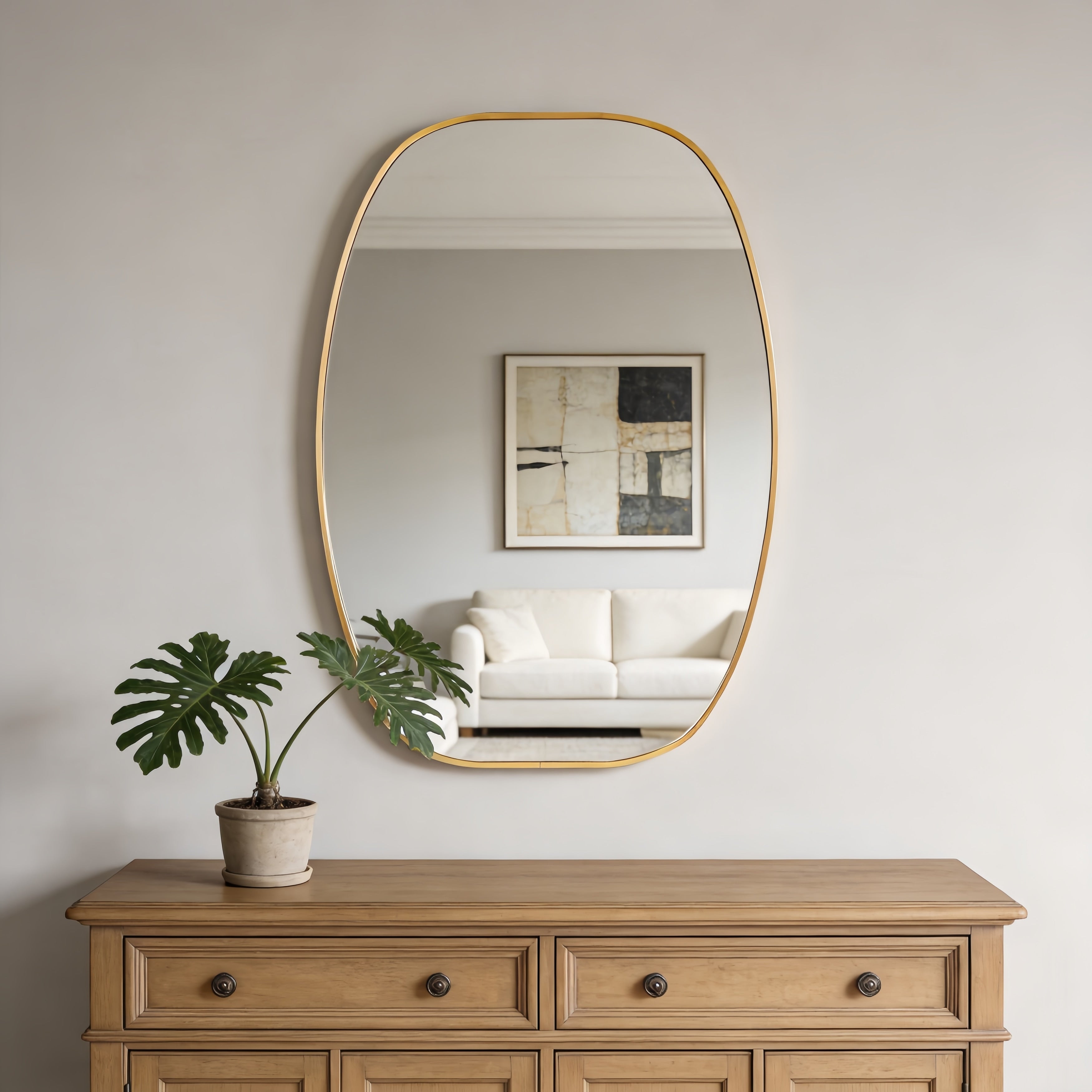 24X36 In Metal Framed Oval Vanity Bathrrom Mirror For Wall
