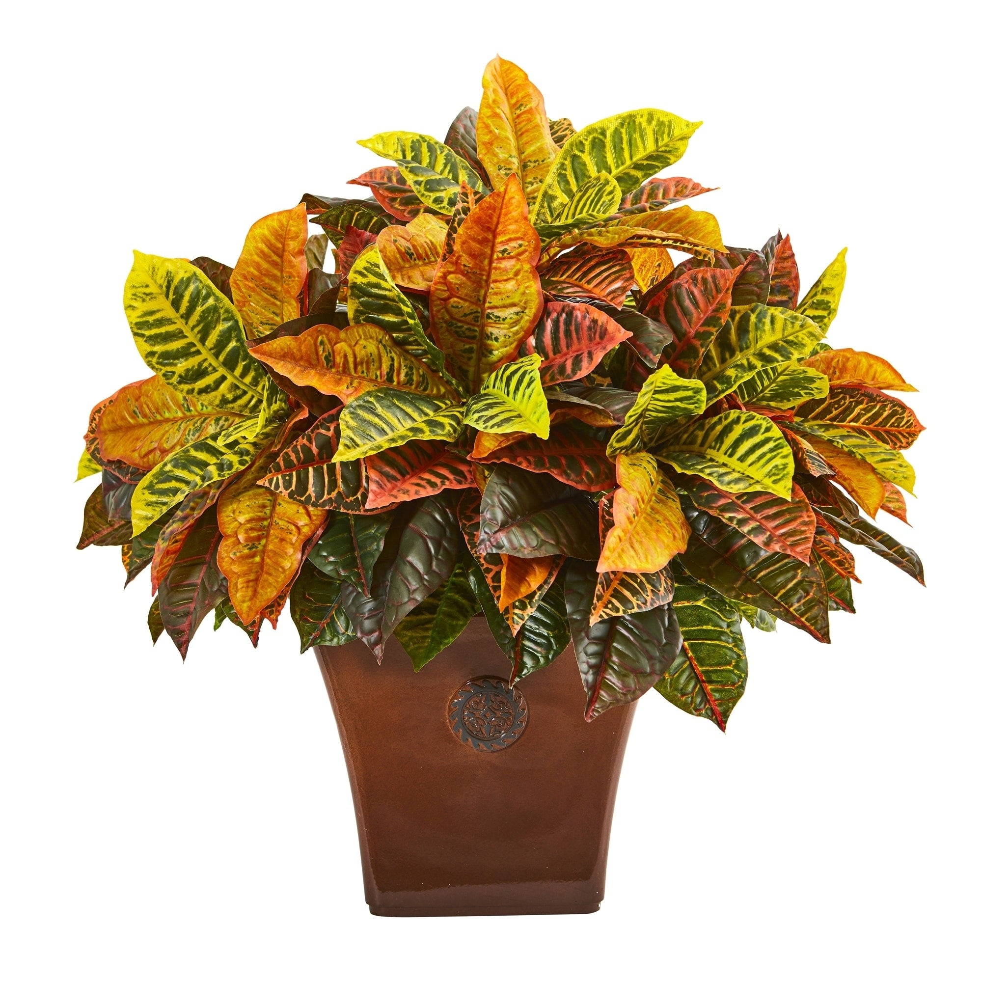 25 Garden Croton Artificial Plant In Brown Planter Real Touch