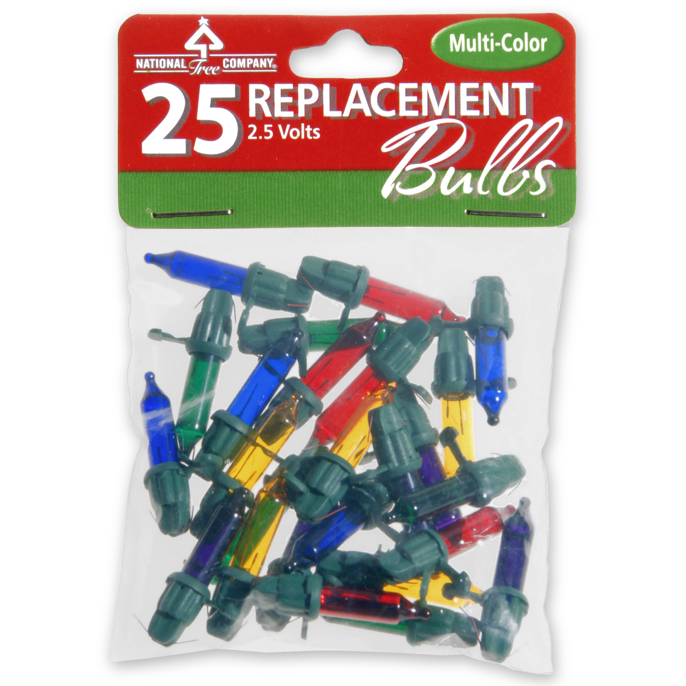 25 Multi Replacement Bulbs In Bag With Header For 50 Light Sets Ul 2.5 Volts