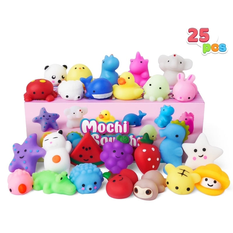 25 Pack Mini Squishy Mochi Toys Set For Kids Multicolor