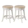 25 In.H Beige Finish Low Back Wood Frame Barstool Wood Seat Set Of 2 26.5