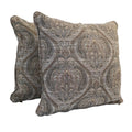25 Inch Corded Patterned Jacquard Chenille Square Floor Pillows Set Of 2