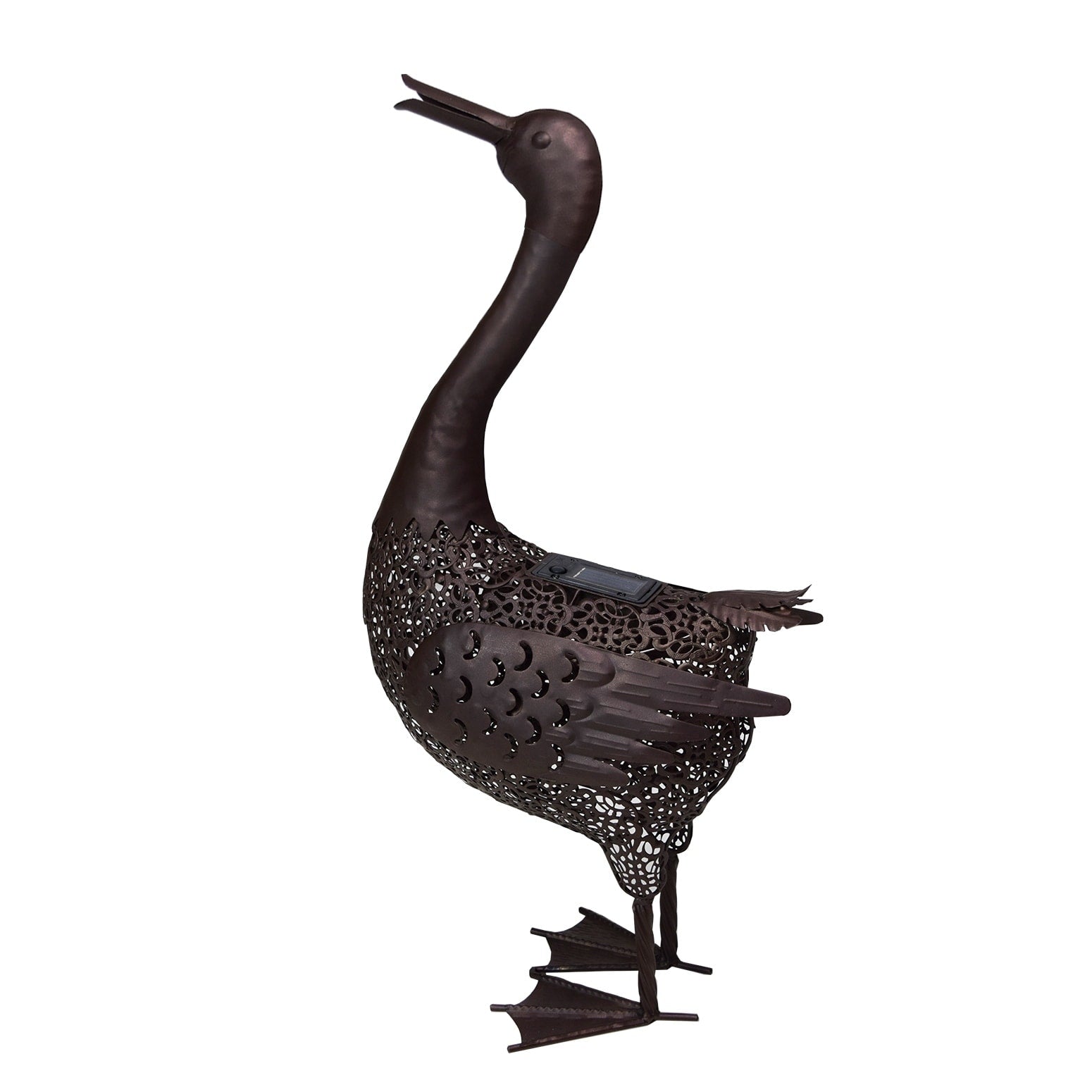 25 Inch Steel Indoor Outdoor Animal Duck Statue With Solar Light