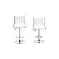 25.2 In. H White Finish Low Back Metal Bar Stool With Faux Leather Square Seat Set Of 2