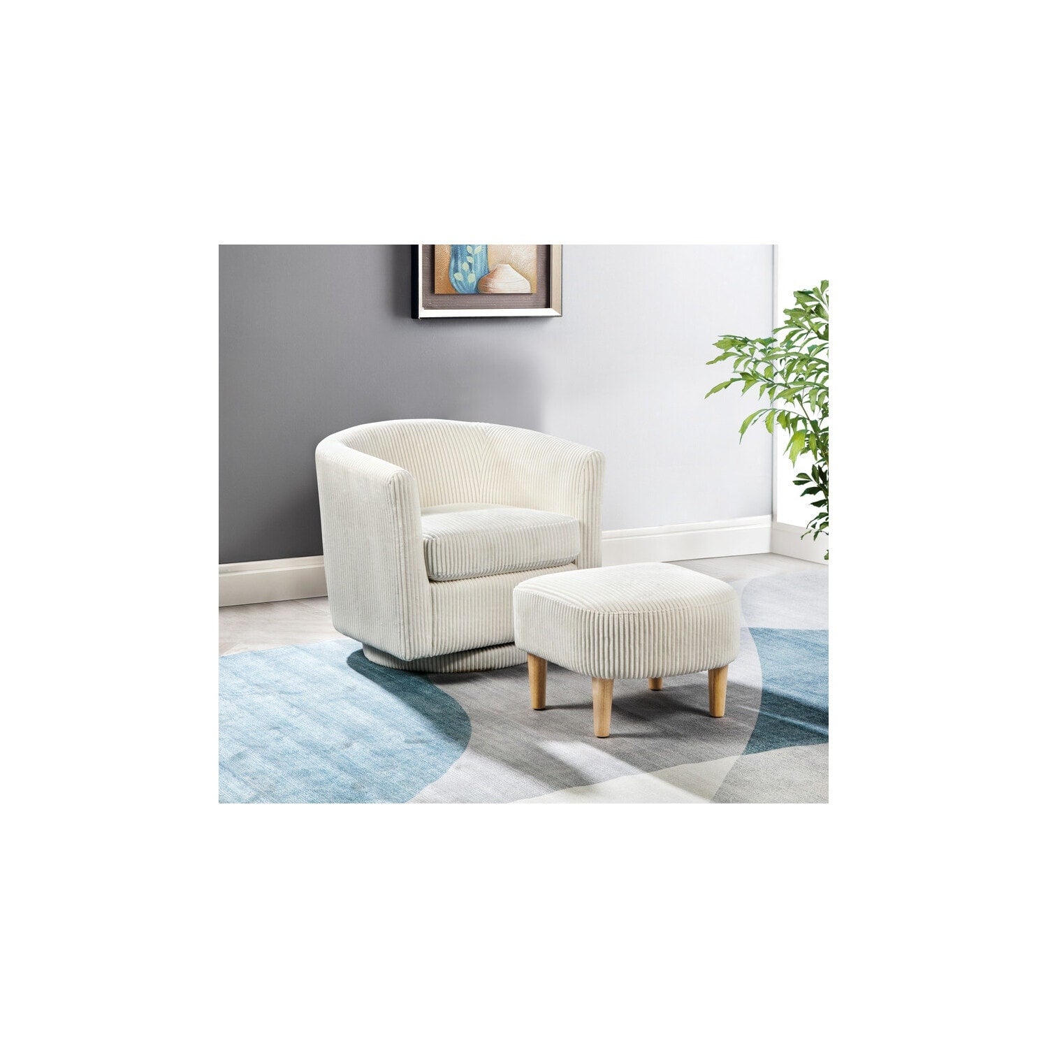 25.5 In.H White Finish Velvet Upholstery Square Barrel Chair Set Of 2 With Straight Arm 8 X 10