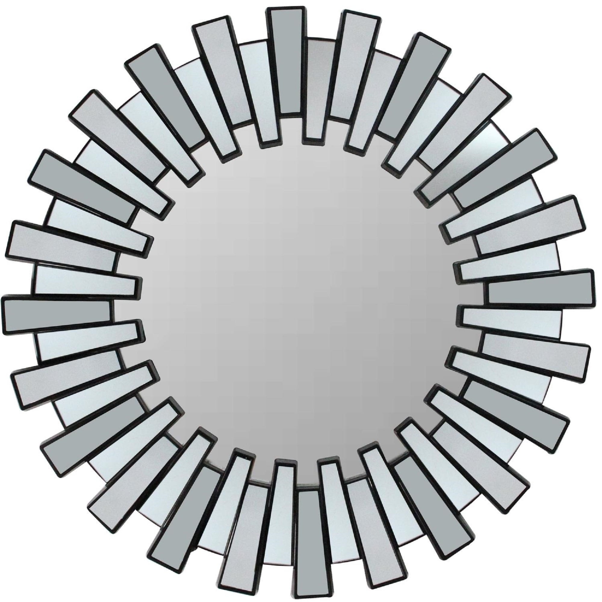 25.5 Aztec Sunburst Matte Black Round Wall Mirror