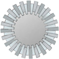 25.5 Aztec Sunburst Matte Silver Round Wall Mirror Grey
