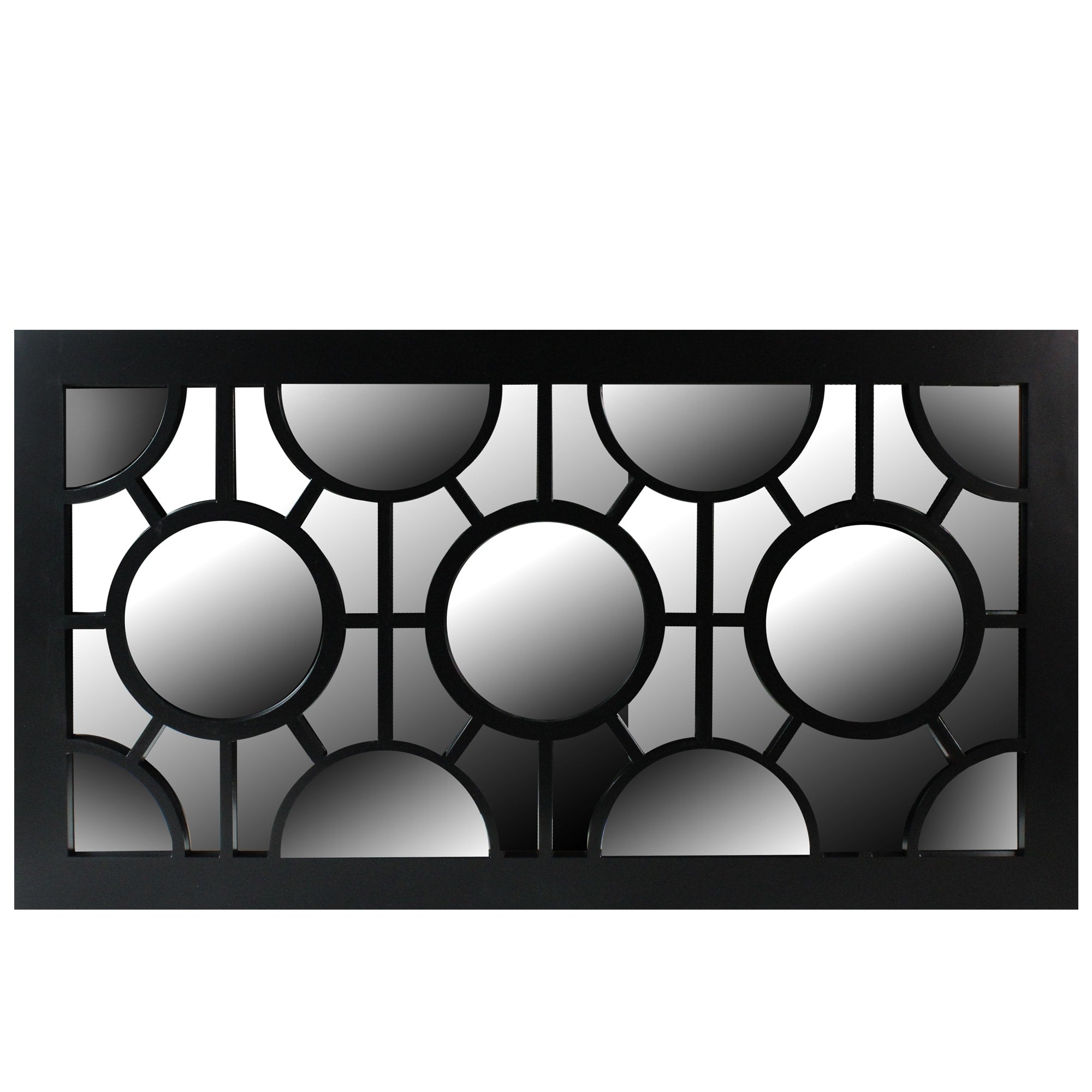 25.5 Black Framed Geometric Circles Rectangular Wall Mirror