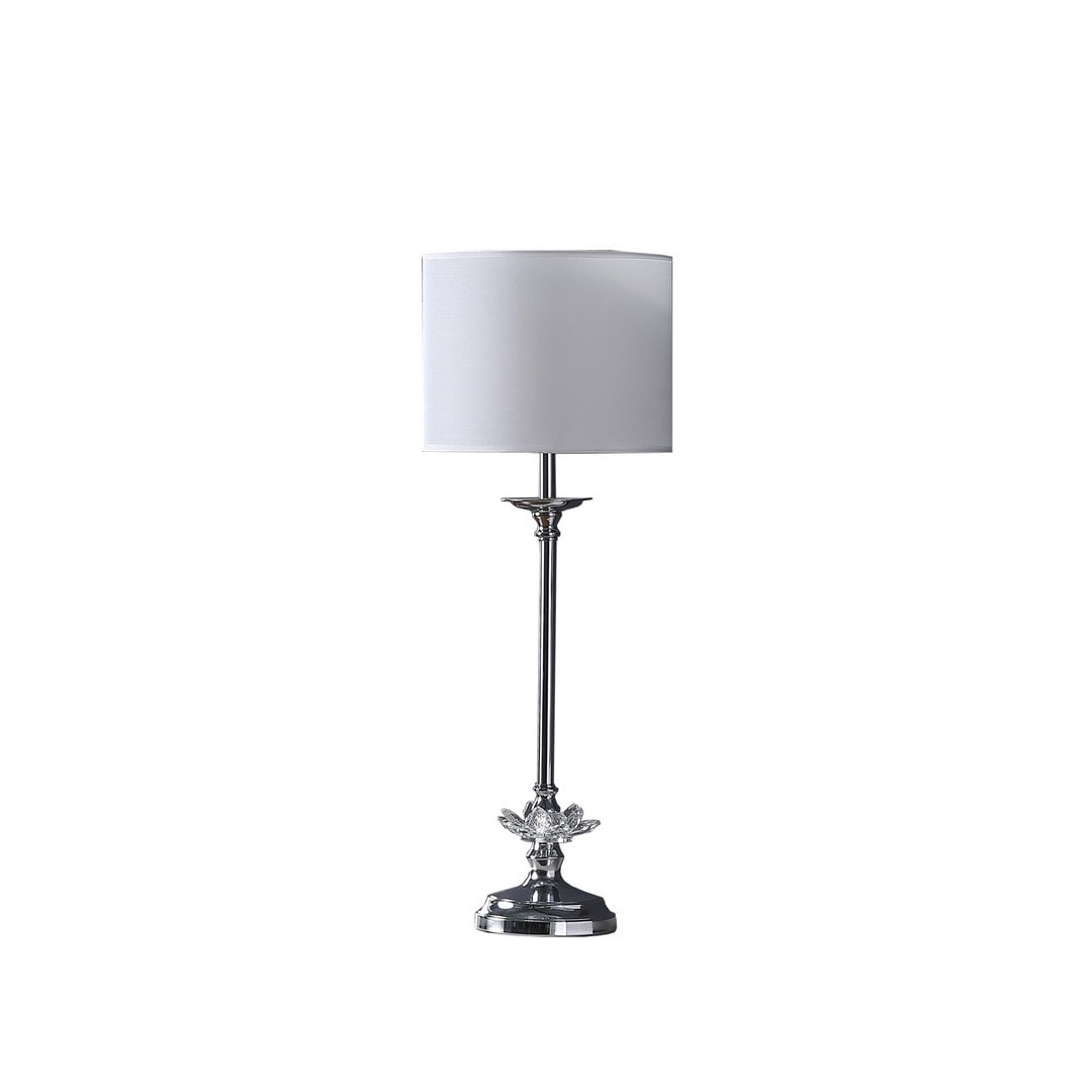 25.5 In Buffet Crystal Floral Chrome Metal Table Lamp