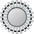25.5 Sunburst Matte Black Round Wall Mirror