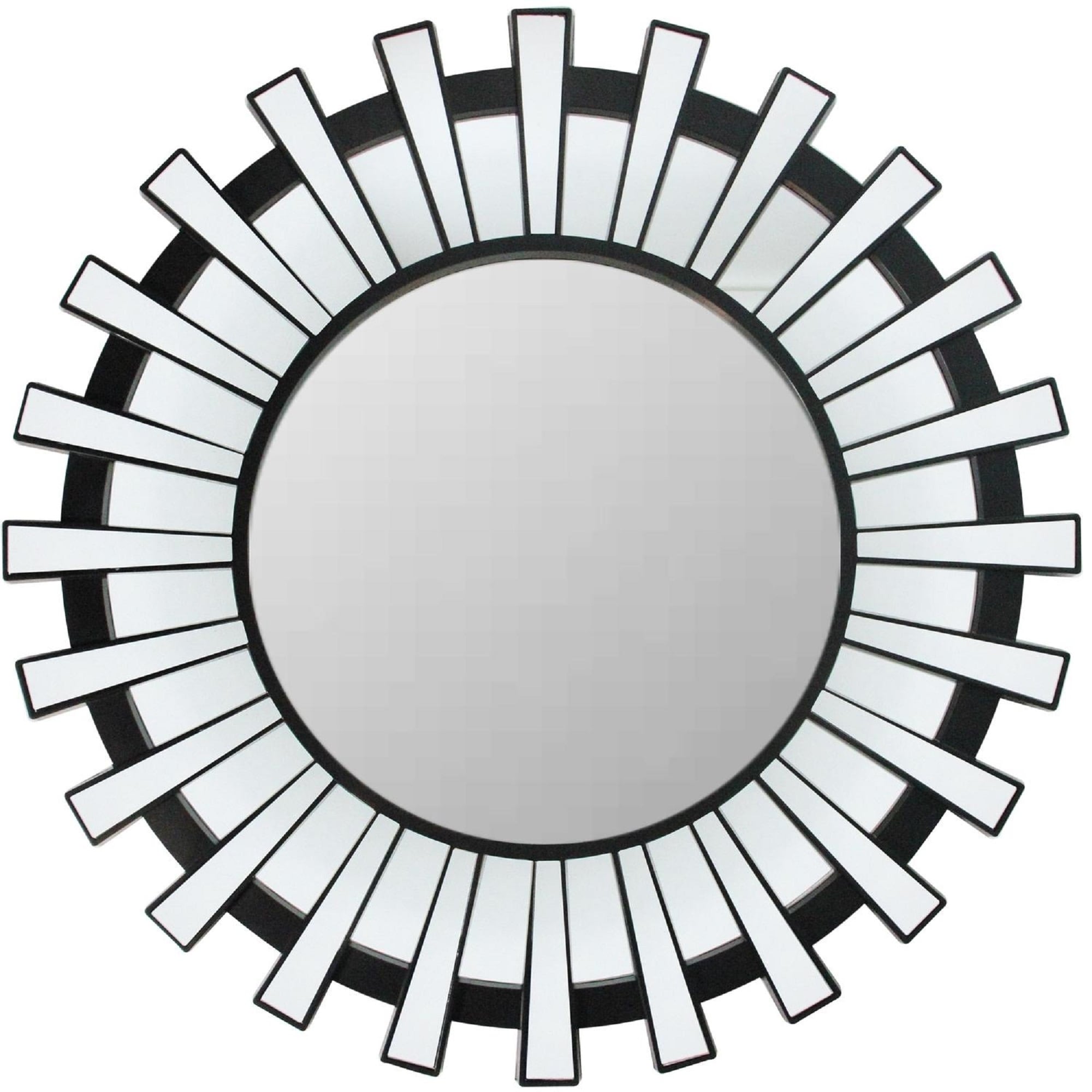 25.5 Sunburst Matte Black Round Wall Mirror