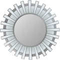 25.5 Sunburst Matte Silver Round Wall Mirror Grey