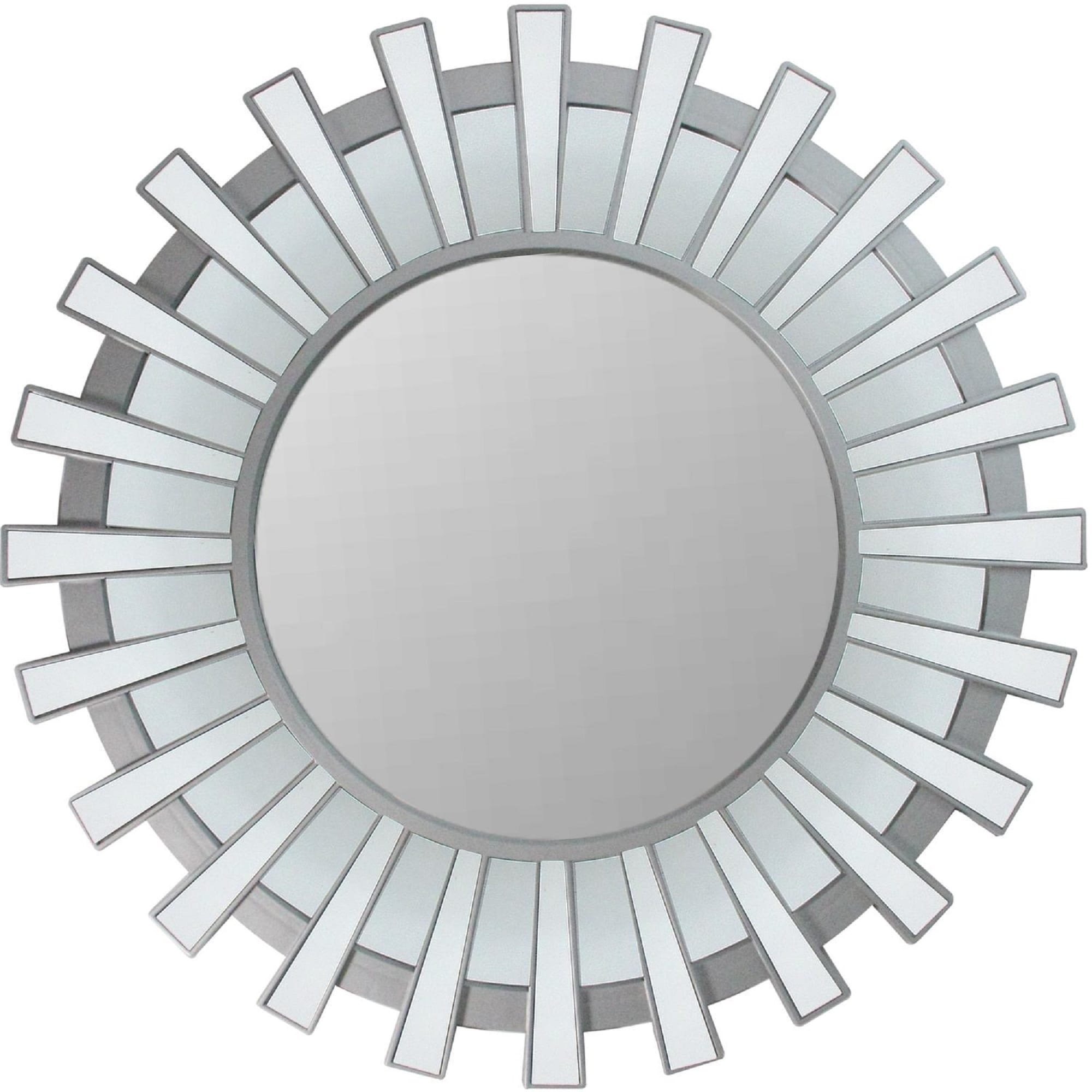 25.5 Sunburst Matte Silver Round Wall Mirror Grey