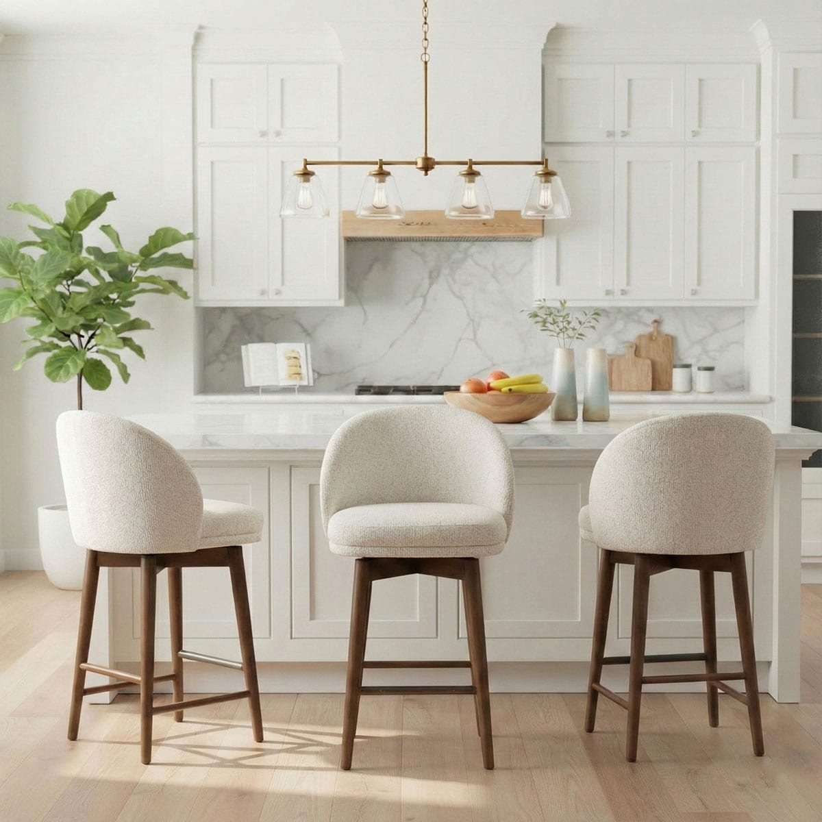 25.5 Swivel Upholstered Counter Stool Solid Wood Legs Set Of 3