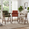 25.5 Seat Height Upholstered Counter Height Bar Stools With Arms Solid Wood Frame Set Of 2
