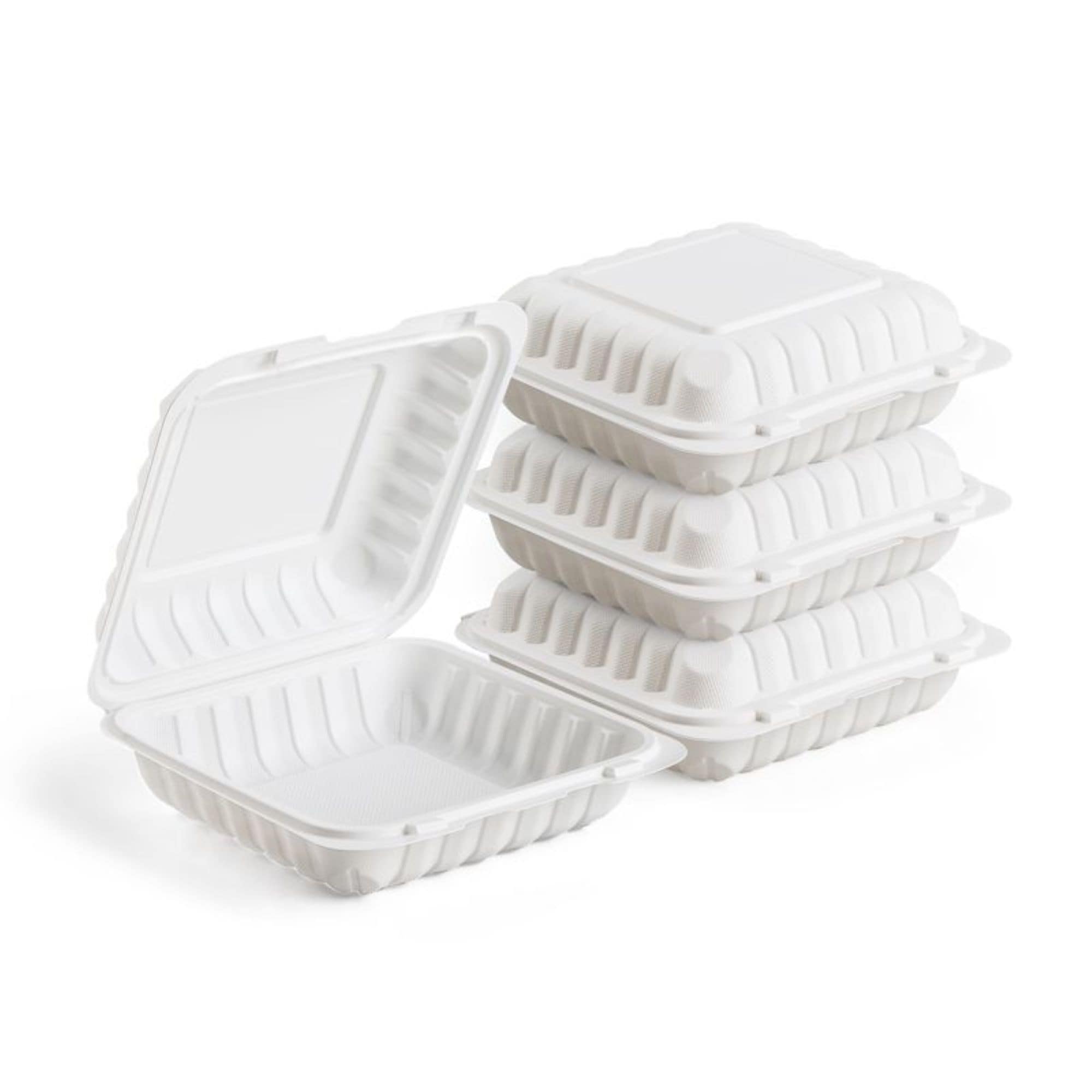 250 Count Single Compartment Hinged White Take Out Containers 6