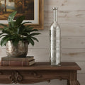 25 Antiqued Silver Floral Glass Bottle Table Vase 5.20