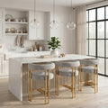 25 Chenille Upholstered Counter Stools With Gold Metal Legs Set Of 4