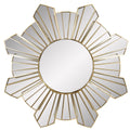 25 Sunburst Wave Matte Gold Round Wall Mirror Yellow