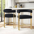 25 Seat Height Upholstered Chenille Gold Matel Counter Stool