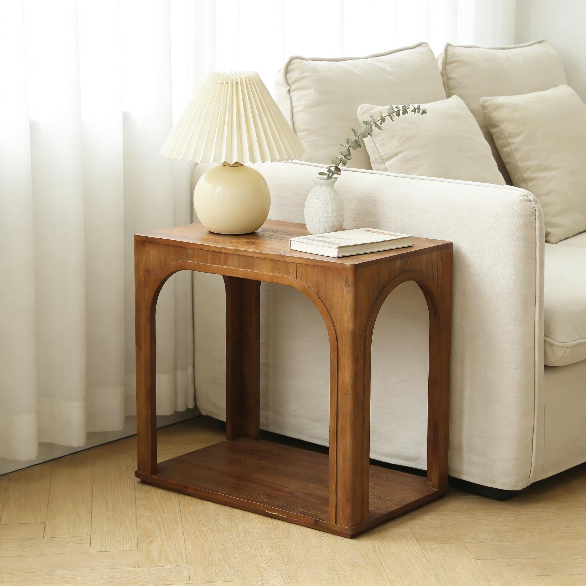 25 Solid Wood End Table With Bottom Shelf