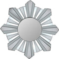 25 Sunburst Wave Matte Silver Round Wall Mirror Grey