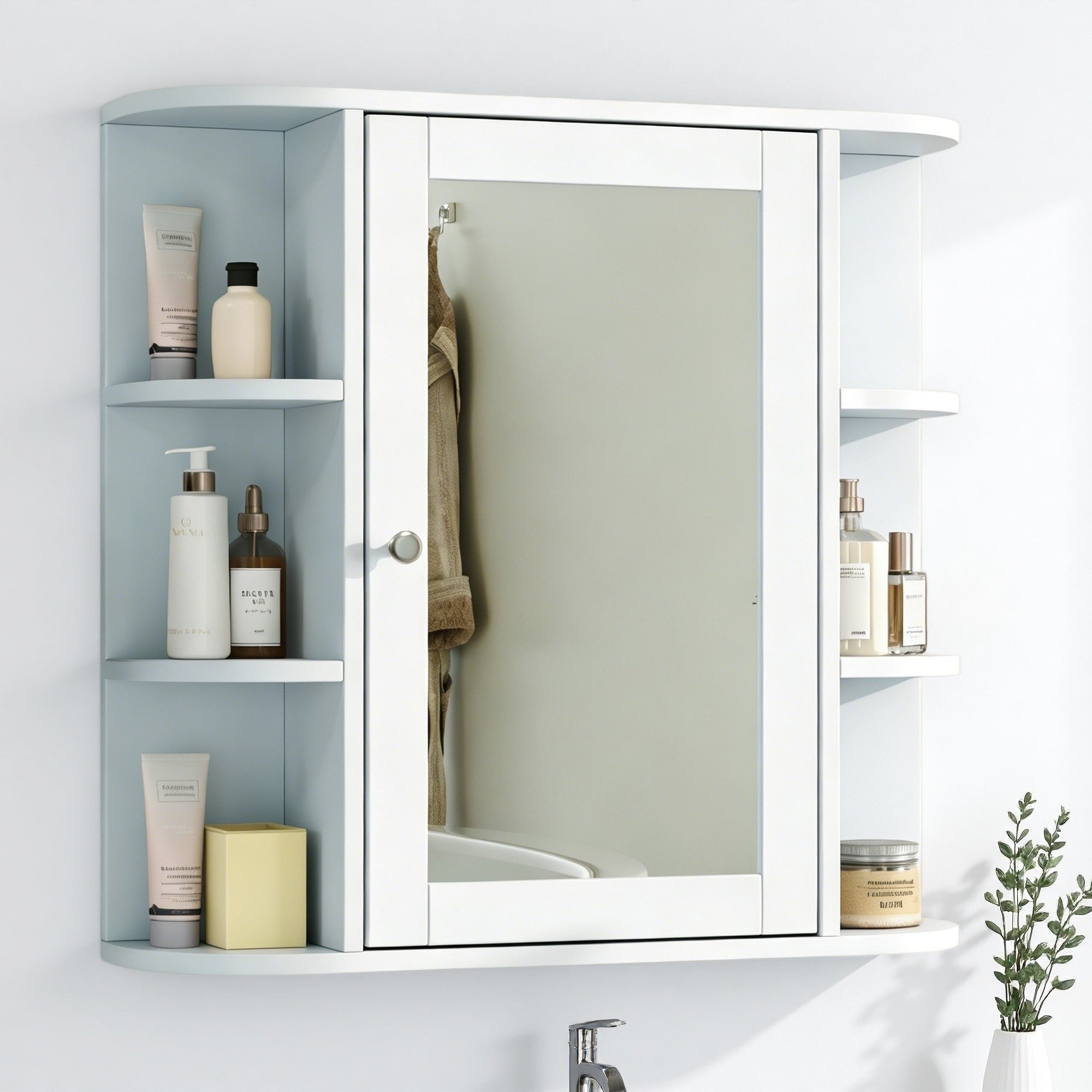 25 H Bathroom Wall Mounted Storage Cabinet Multi Functional Cabinet With Adjustable Shelves Medicine Cabinet For Laundry Room