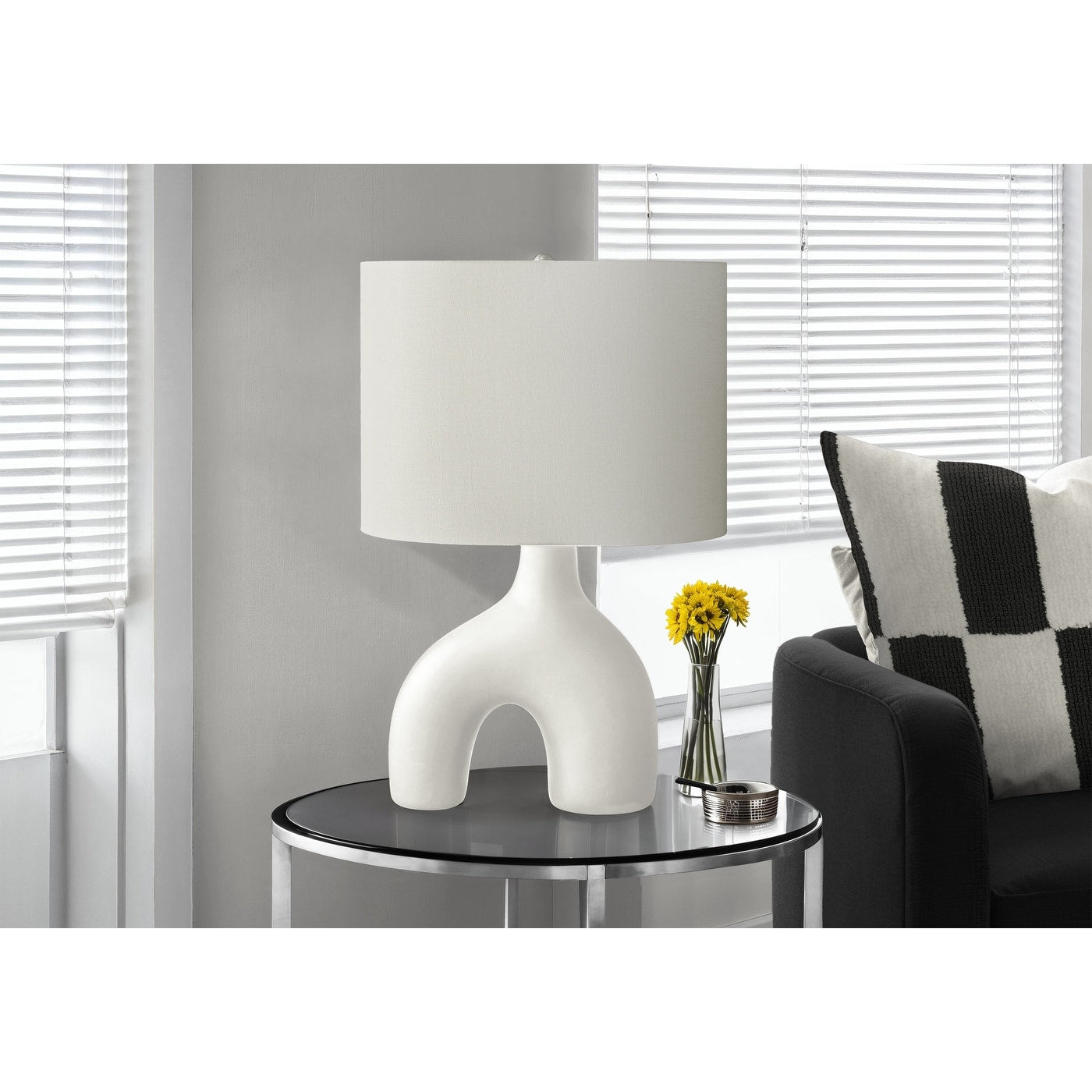 25 H Modern Contemporary Table Lamp Ceramic Base And Fabric Shade