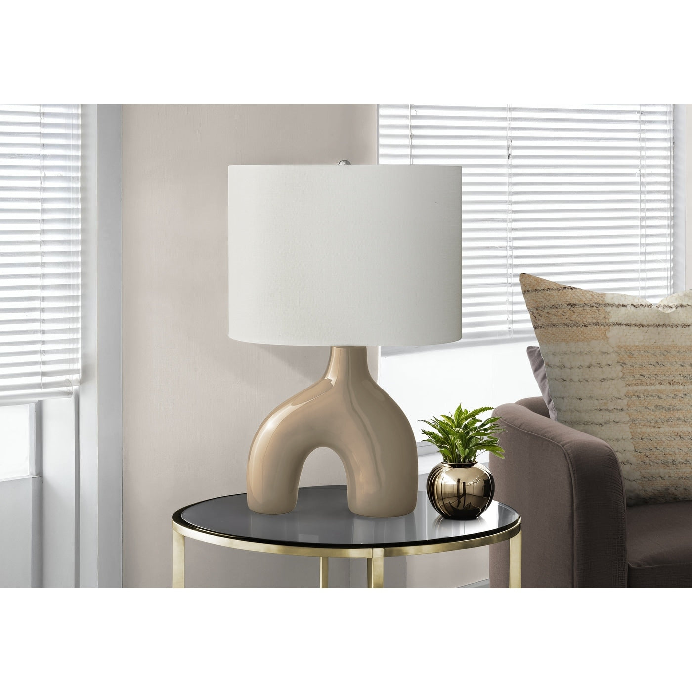 25 H Modern Contemporary Table Lamp Ceramic Base And Fabric Shade