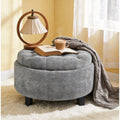 25 Round Storage Ottoman With Tray Moderntufted Fabric Circle Coffee Table With Storage Upholstered Ottoman With Removable Top