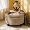 25 Round Storage Ottoman With Tray Moderntufted Fabric Circle Coffee Table With Storage Upholstered Ottoman With Removable Top