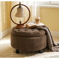 25 Round Storage Ottoman With Tray Moderntufted Fabric Circle Coffee Table With Storage Upholstered Ottoman With Removable Top