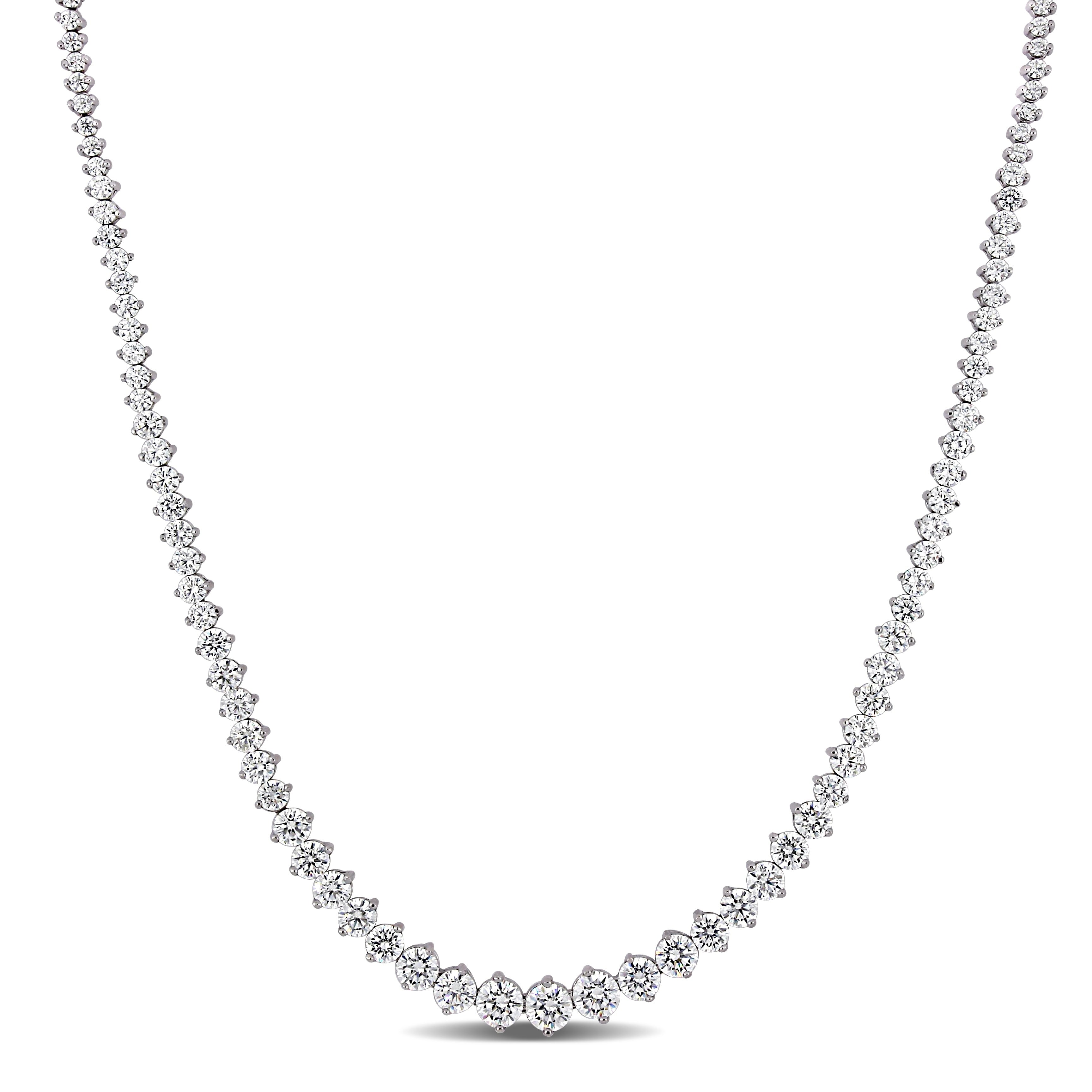 25Ct Tw Cubic Zirconia Graduated Tennis Necklace In Sterling Silver By Miadora