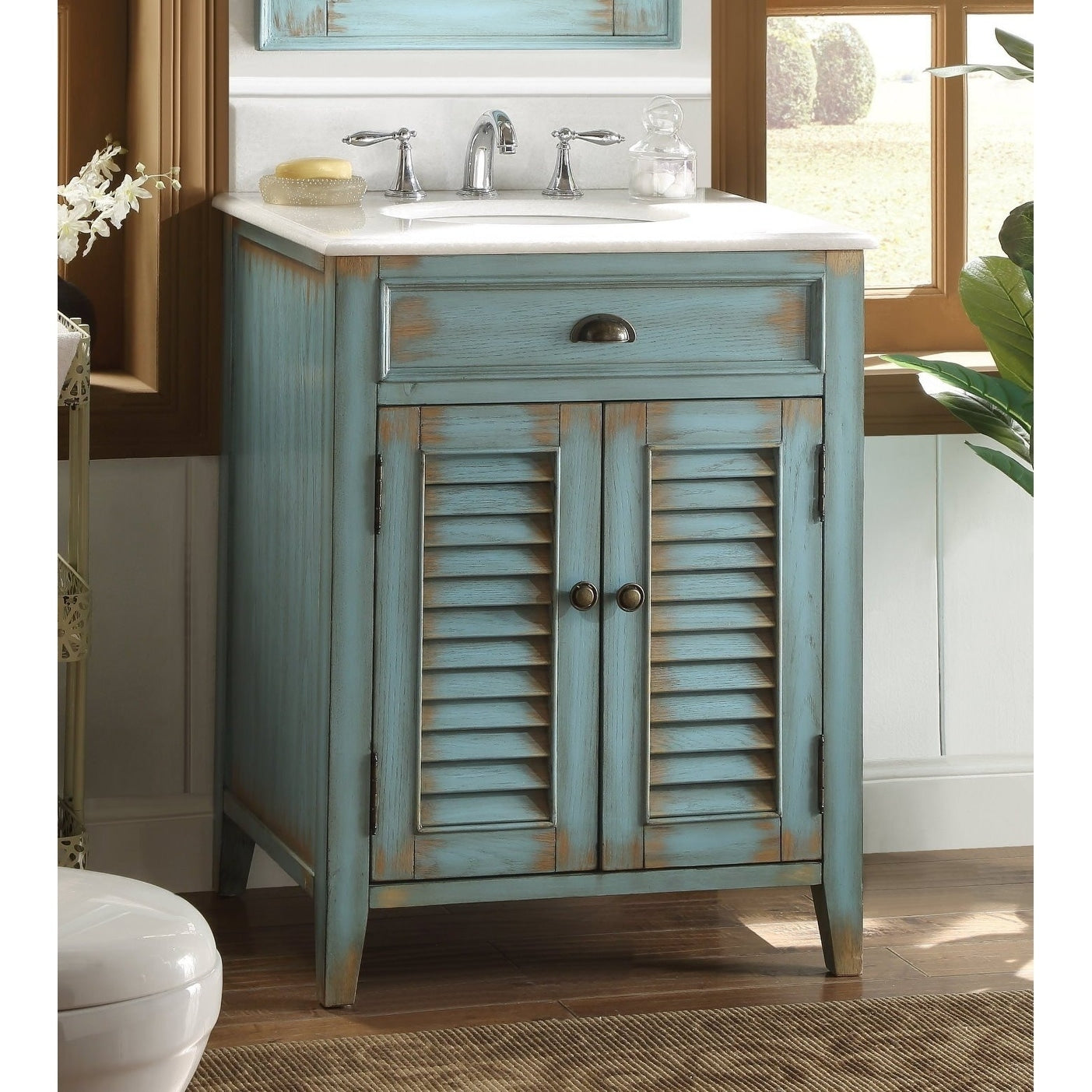 26 Benton Collection Abbeville Rustic Blue Bathroom Vanity