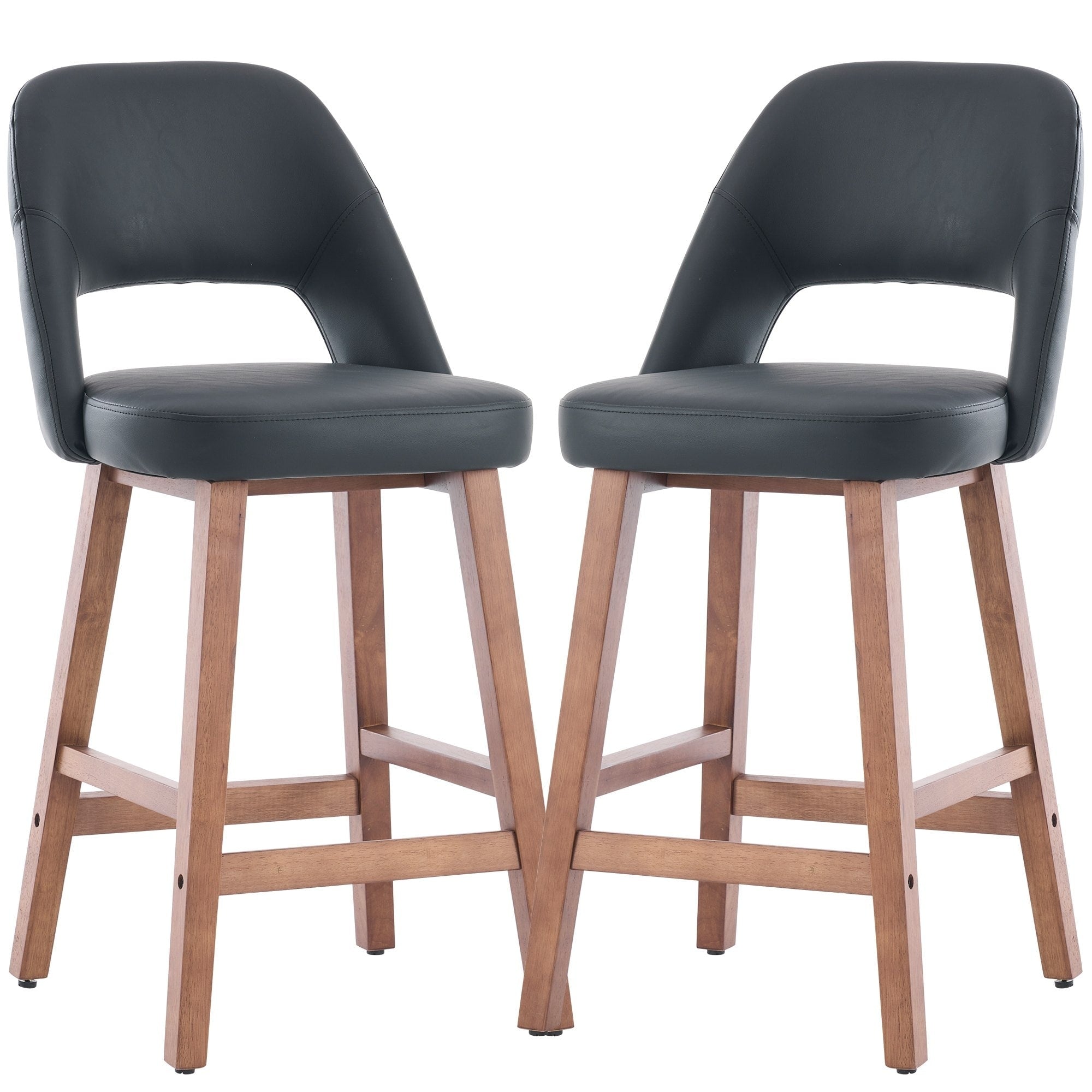 26 Inch Counter Height Bar Stools Modern Upholstered Barstools With Solid Wood Legs Set Of 2
