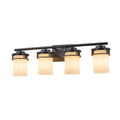 26 In Mid Century Modern 4 Light Bathroom Vanity Light Bath Bar Dark Brown Wall Sconce With Frosted Glass Shades For Mirror