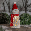 26 In. Snowman With Hut Resin Garden Statue Multicolor