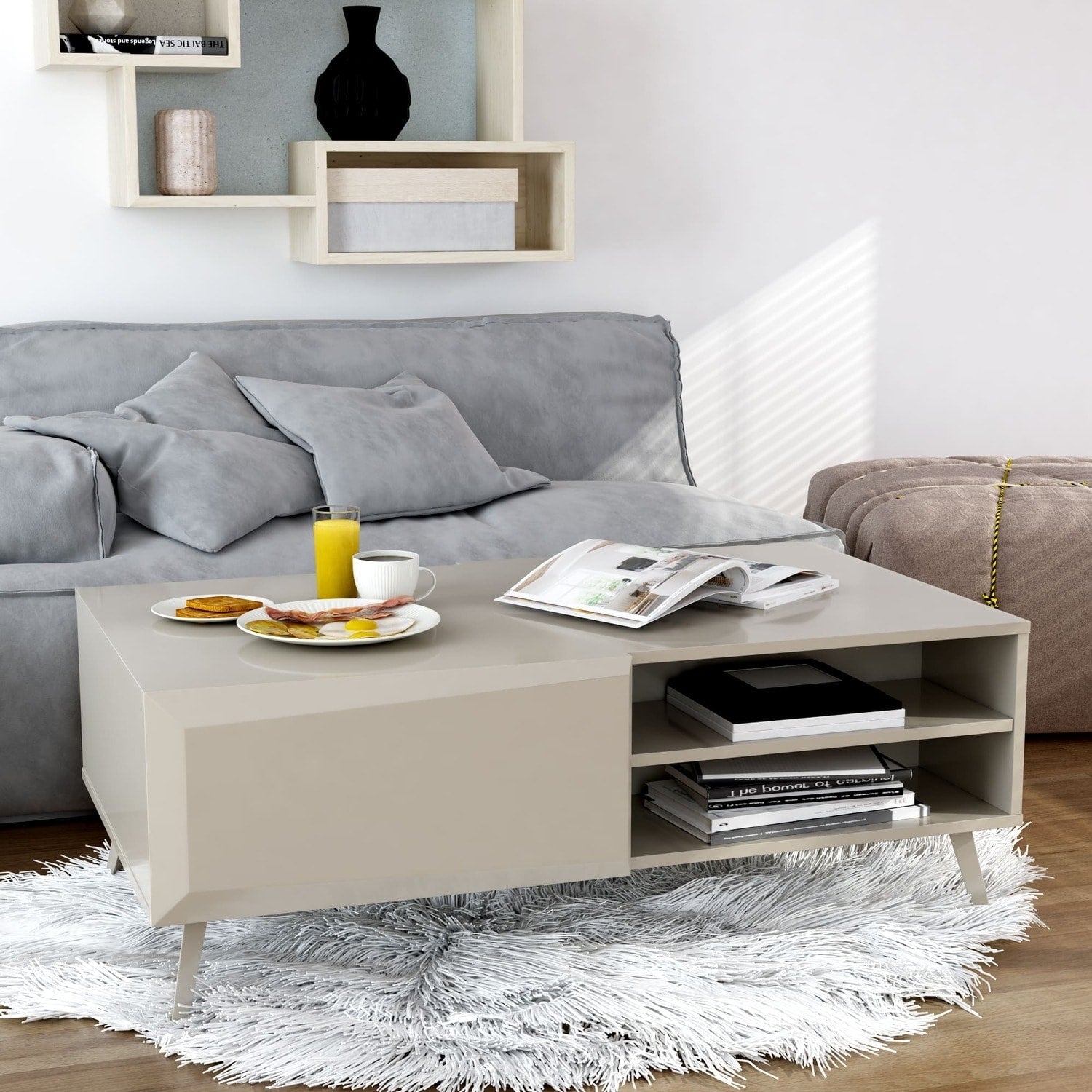26 In. W Gold Finish Round Shape Steel Frame End Table 8 X 11
