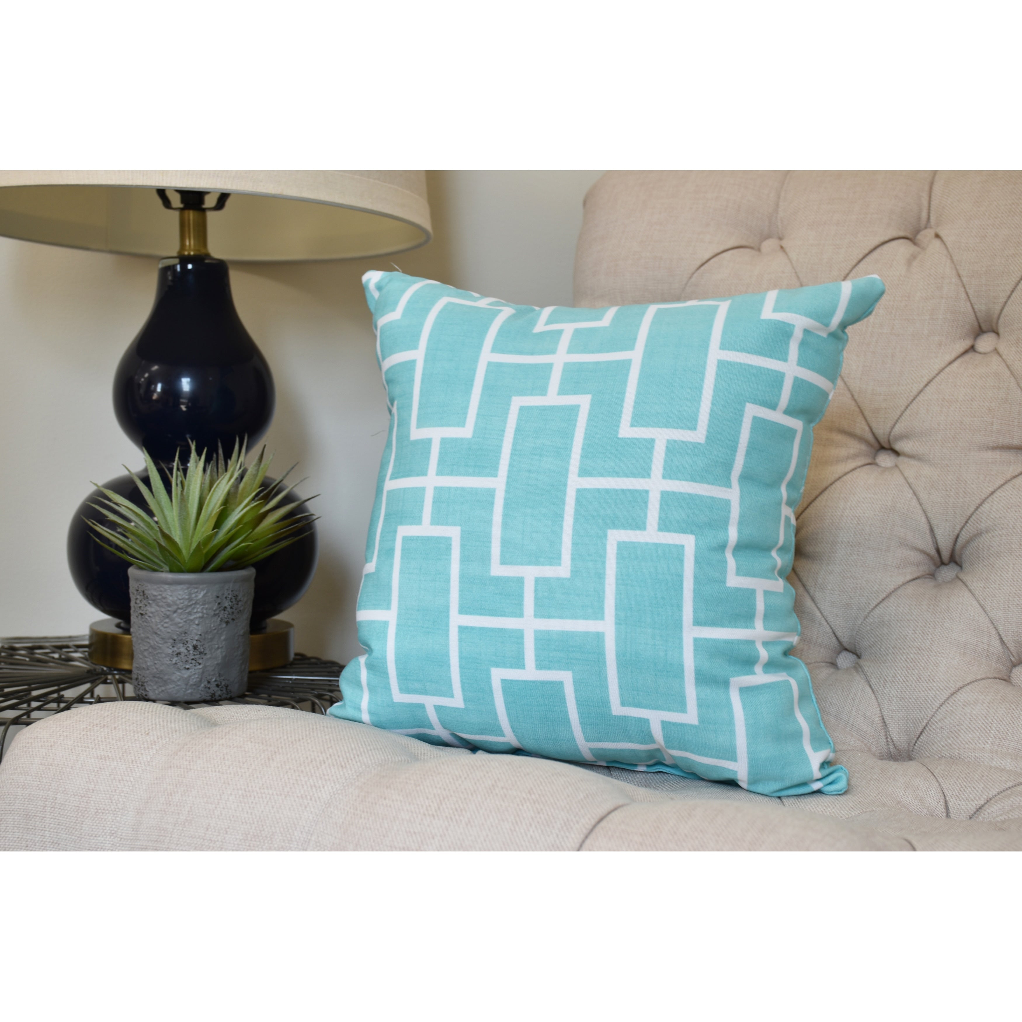 26 X 26 Inch Screen Lattice Geometric Print Pillow