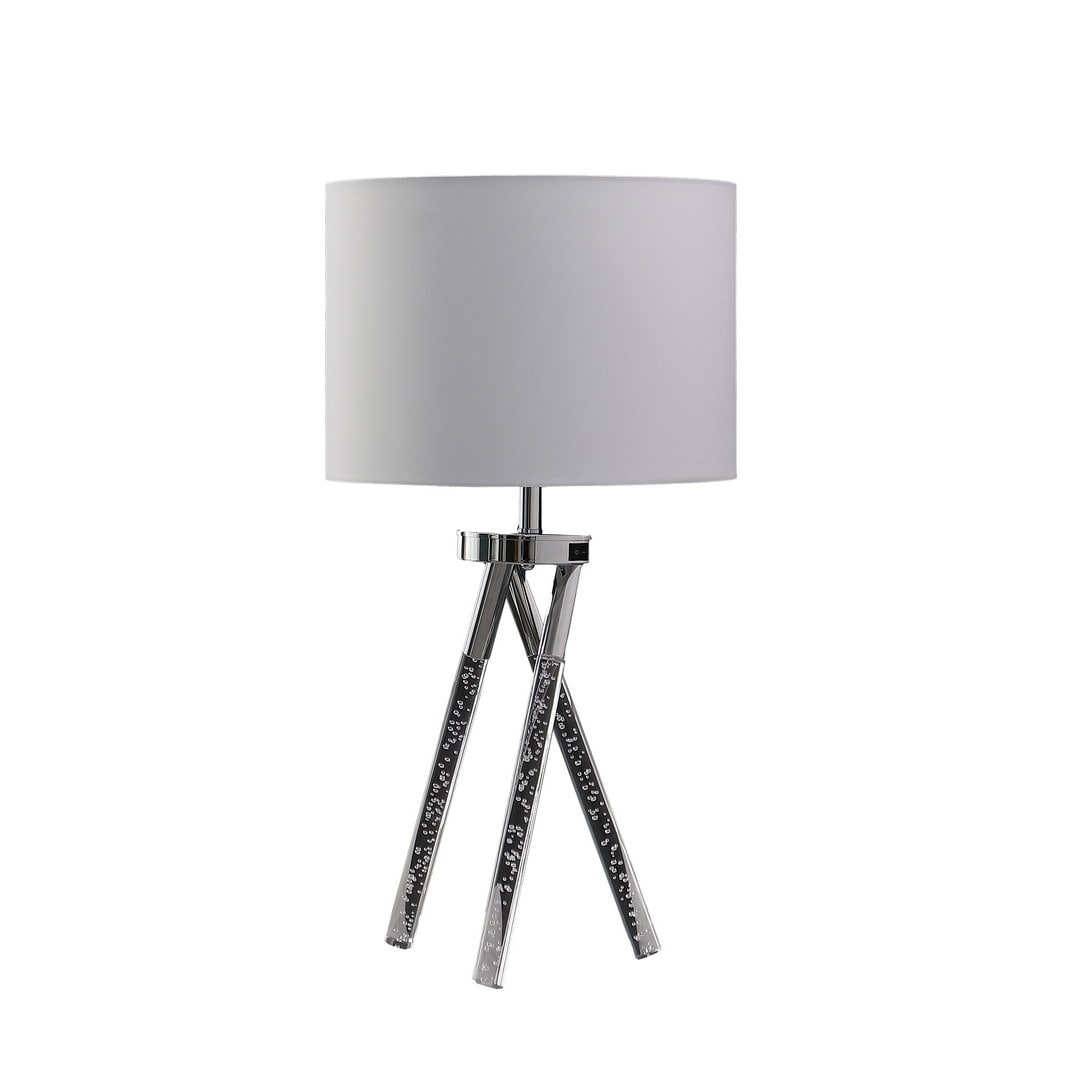 26.25 In Mid Century Birgit Led Acrylic Tapered Legs Silver Metal Table Lamp