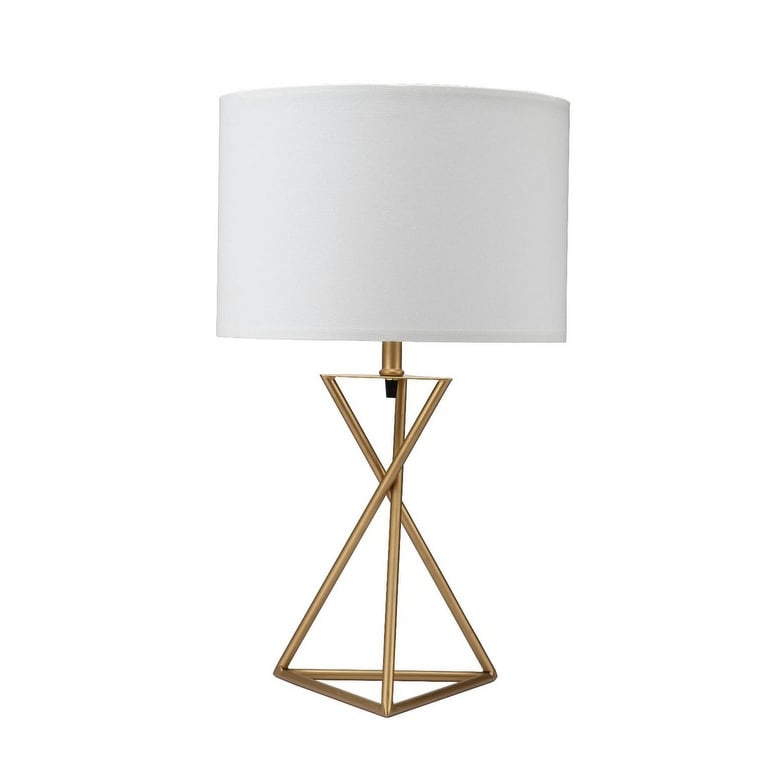 26.25 Tall Ester Mid Century Metal Table Lamp Hourglass Design Matte Gold