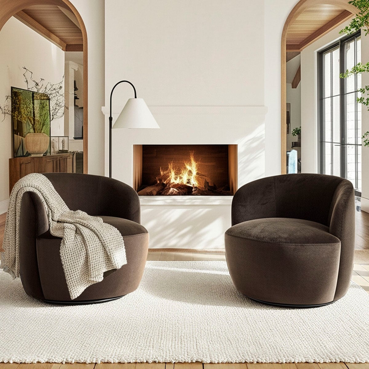 26.5 Wide Velvet Small Swivel Barrel Accent Chair Set Of 2