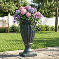 26.77 H Fluted Mgo Pedestal Urn Planter For Garden Patio Front Porch