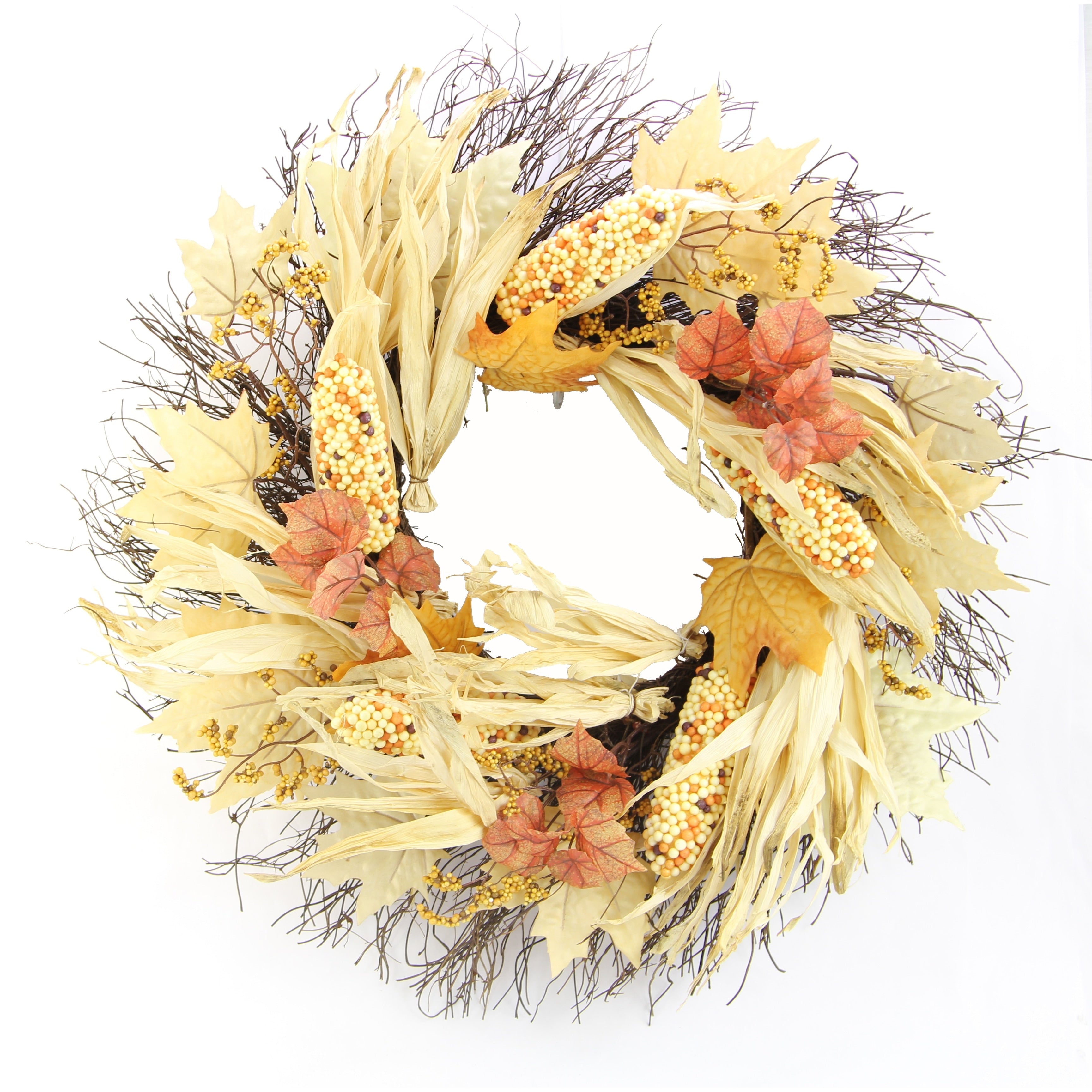 26 Artificial Indian Corn Husk Wreath For Festive Harvest